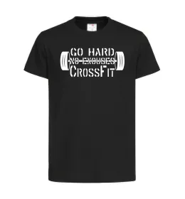 Детская футболка Go hard no excuses Черный фото
