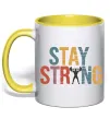 Чашка з кольоровою ручкою Stay strong and believe in yourself Сонячно жовтий фото