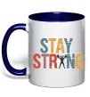 Чашка з кольоровою ручкою Stay strong and believe in yourself Глибокий темно-синій фото