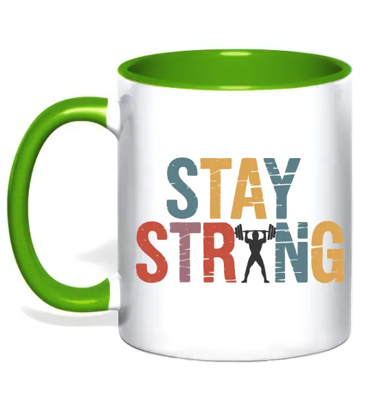 Чашка з кольоровою ручкою Stay strong and believe in yourself Зелений фото