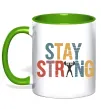 Чашка з кольоровою ручкою Stay strong and believe in yourself Зелений фото
