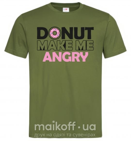 Мужская футболка Donut make me angry Оливковый фото