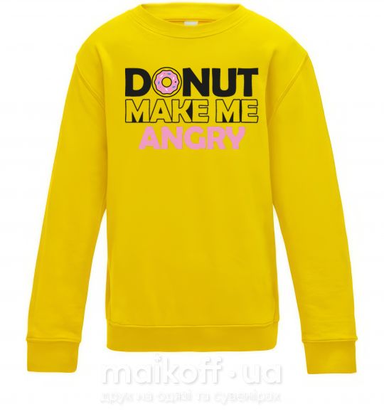 Дитячий світшот Donut make me angry Сонячно жовтий фото