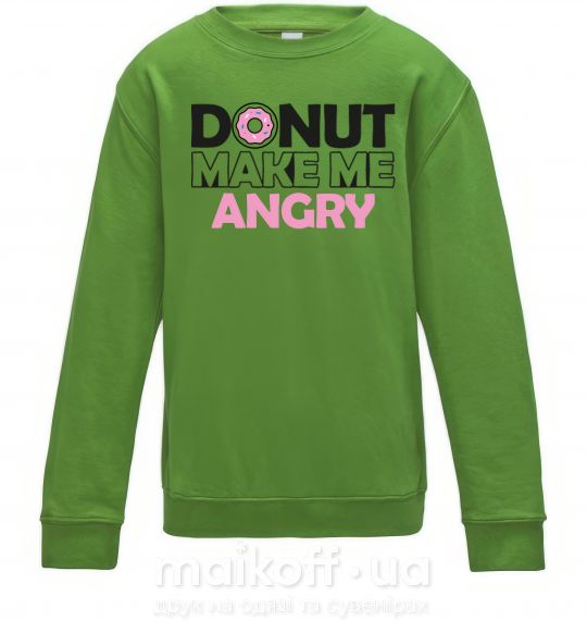 Дитячий світшот Donut make me angry Лаймовий фото