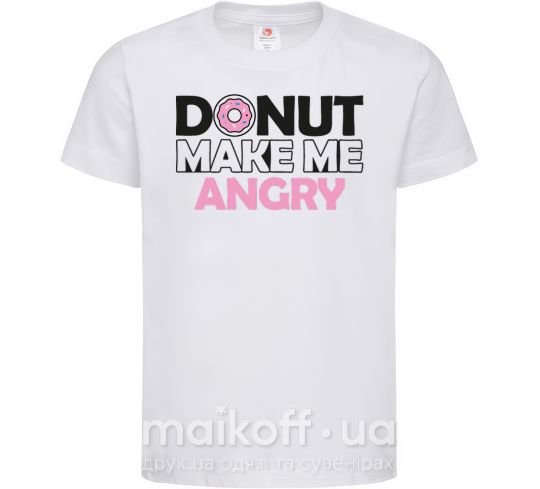Дитяча футболка Donut make me angry Білий фото