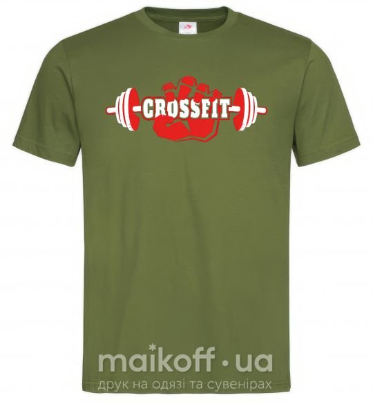 Мужская футболка Crossfit hand Оливковый фото