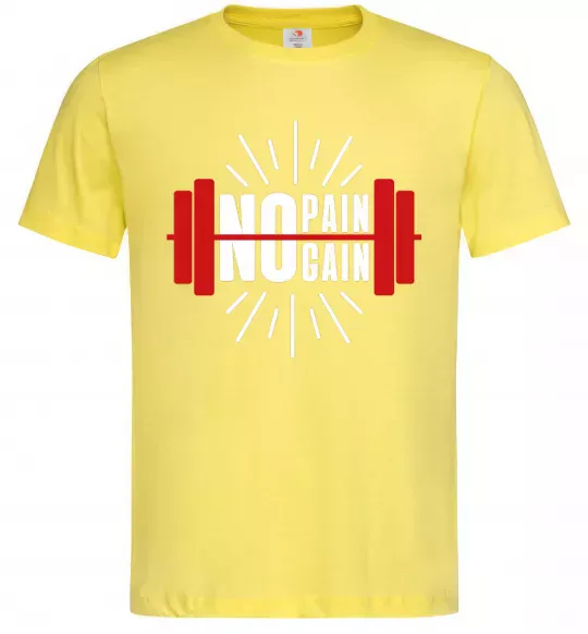 Чоловіча футболка No pain no gain barbell Лимонний фото