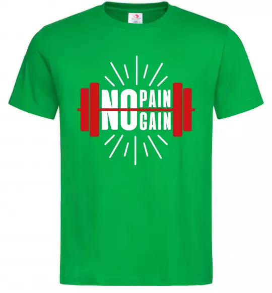 Чоловіча футболка No pain no gain barbell Зелений фото