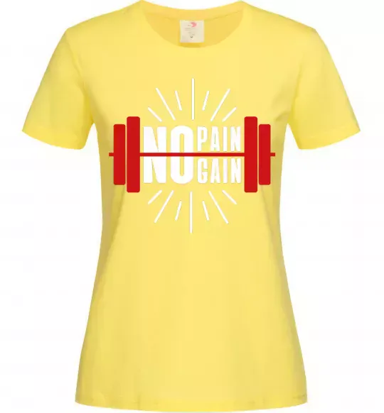 Жіноча футболка No pain no gain barbell Лимонний фото