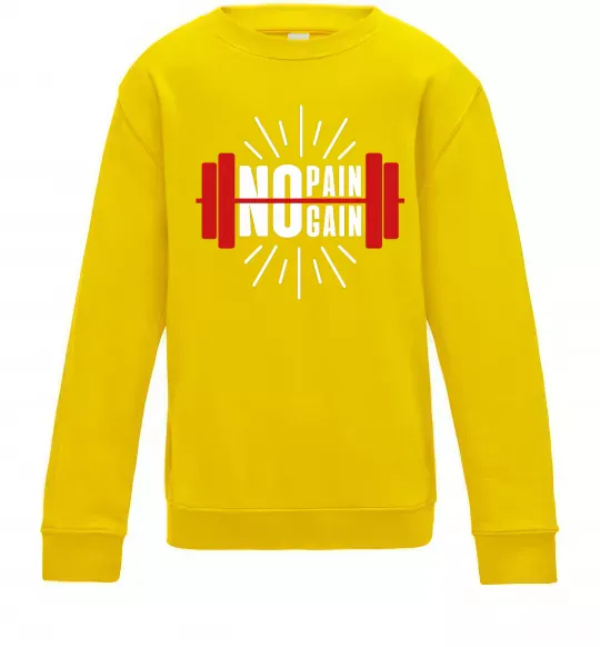 Детский Свитшот No pain no gain barbell Солнечно желтый фото