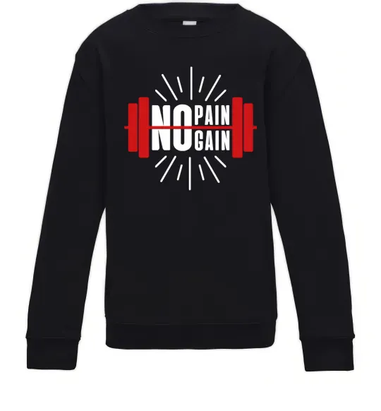 Детский Свитшот No pain no gain barbell Черный фото