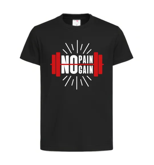 Детская футболка No pain no gain barbell Черный фото