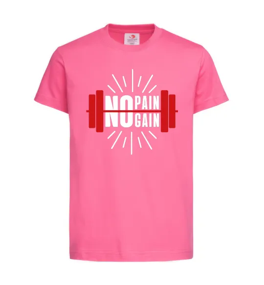 Детская футболка No pain no gain barbell Ярко-розовый фото