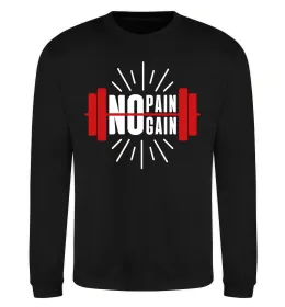 Світшот No pain no gain barbell Чорний фото