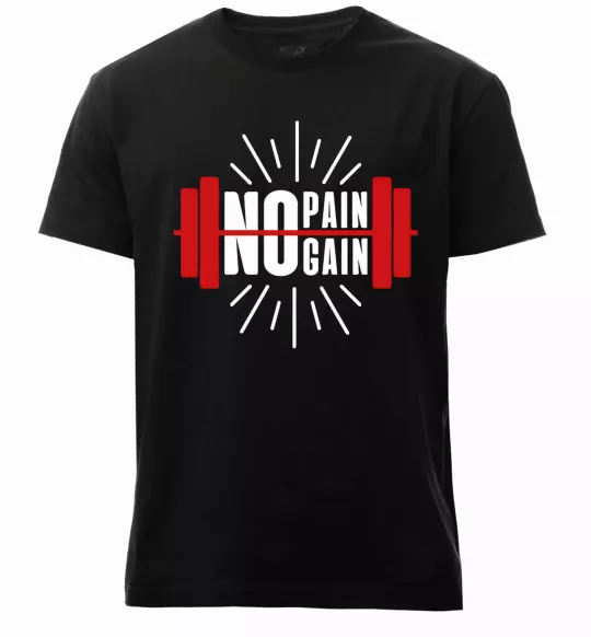 Чоловіча преміум футболка No pain no gain barbell Чорний фото