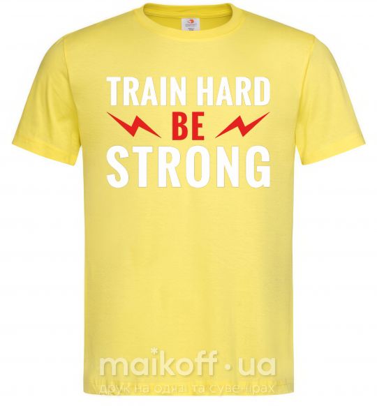Мужская футболка Train hard be strong Лимонный фото