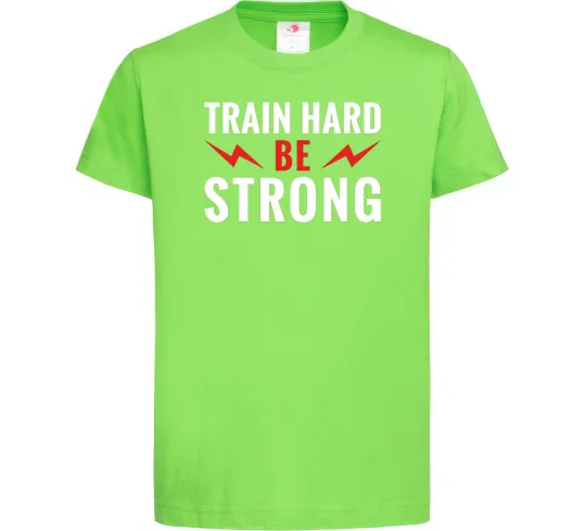 Дитяча футболка Train hard be strong Лаймовий фото