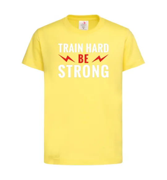 Дитяча футболка Train hard be strong Лимонний фото
