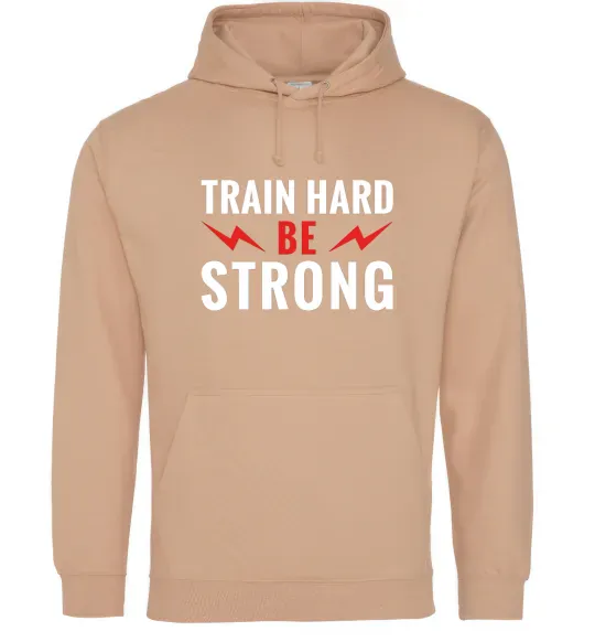 Чоловіча толстовка (худі) Train hard be strong Пісочний фото