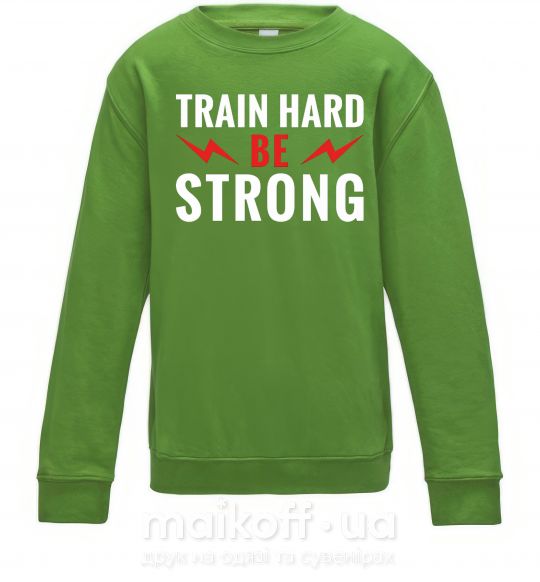 Детский Свитшот Train hard be strong Лаймовый фото