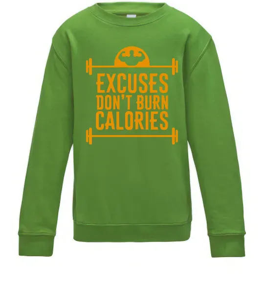 Детский Свитшот Exuses don't burn calories Лаймовый фото