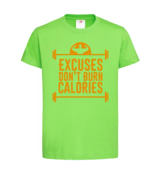 Дитяча футболка Exuses don't burn calories Лаймовий фото