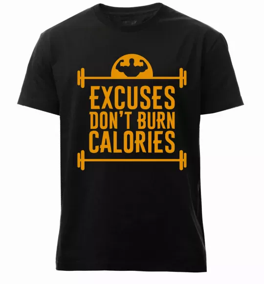 Мужская премиум футболка Exuses don't burn calories Черный фото