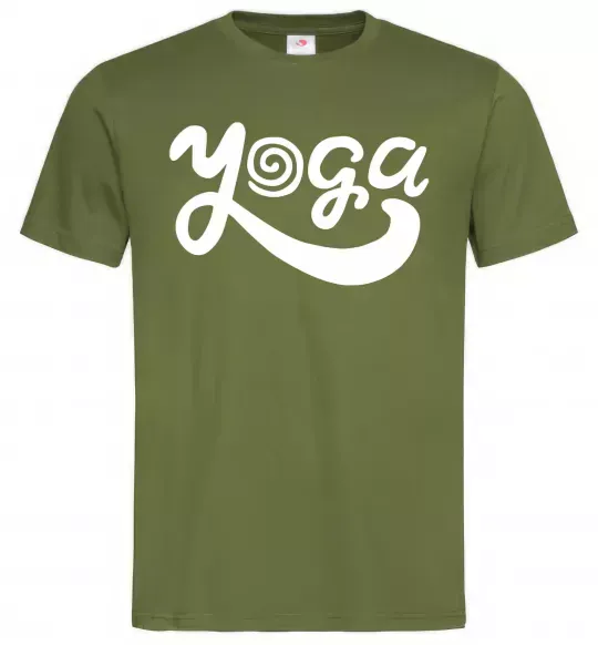 Мужская футболка Yoga lettering Оливковый фото