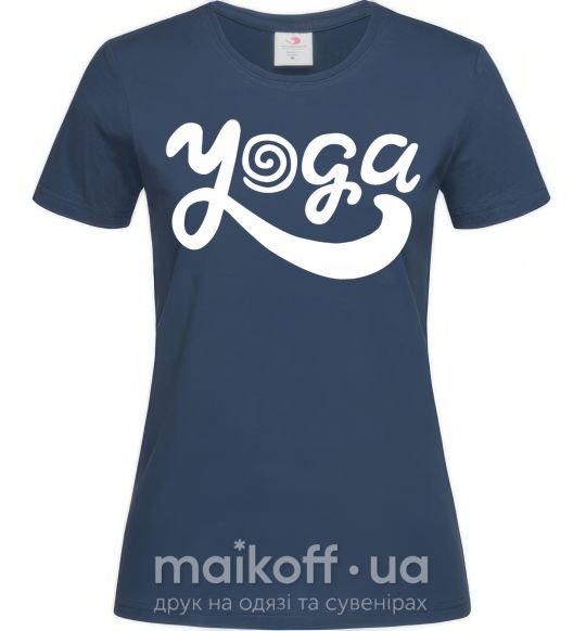 Жіноча футболка Yoga lettering Темно-синій фото