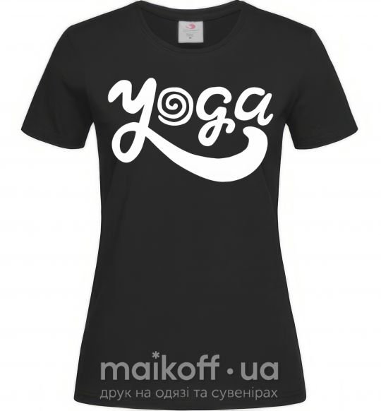 Женская футболка Yoga lettering Черный фото