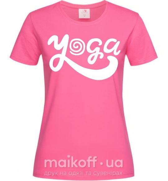 Жіноча футболка Yoga lettering Яскраво-рожевий фото