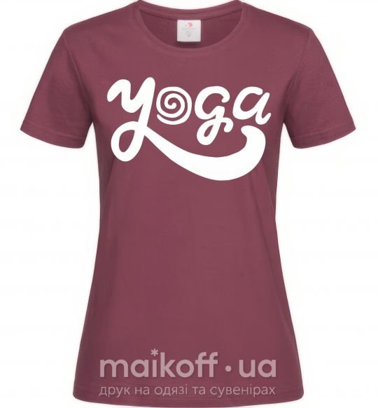 Жіноча футболка Yoga lettering Бордовий фото