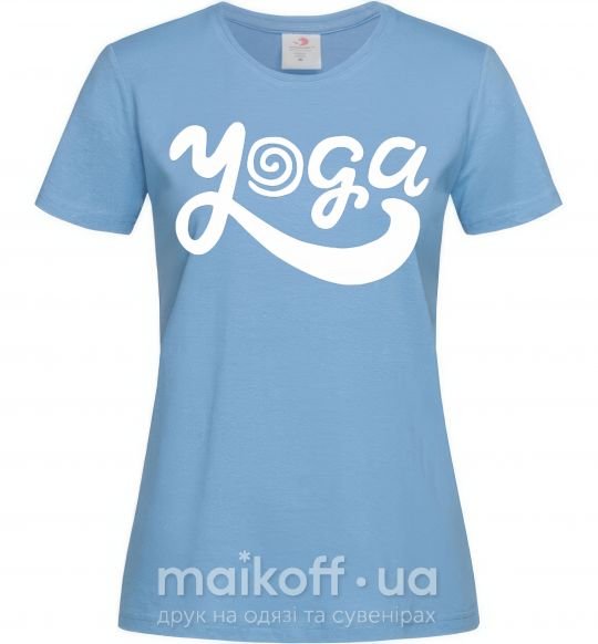 Жіноча футболка Yoga lettering Блакитний фото