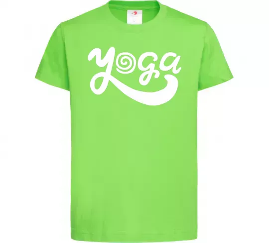 Дитяча футболка Yoga lettering Лаймовий фото