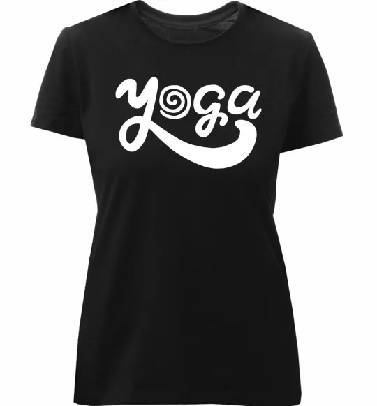 Жіноча преміум футболка Yoga lettering Чорний фото