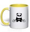 Чашка з кольоровою ручкою Strong panda Сонячно жовтий фото