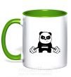 Чашка з кольоровою ручкою Strong panda Зелений фото