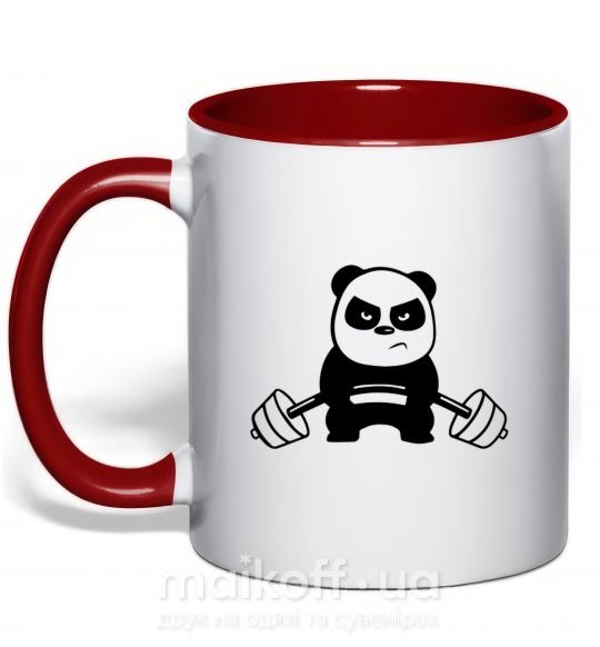 Чашка з кольоровою ручкою Strong panda Червоний фото