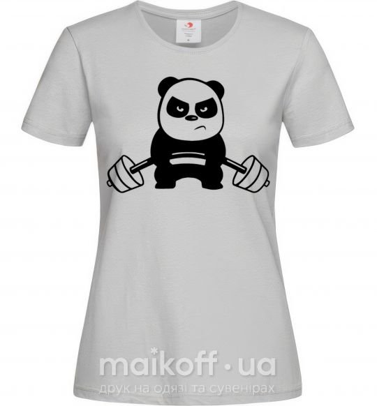Женская футболка Strong panda Серый фото