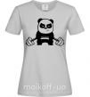 Женская футболка Strong panda Серый фото