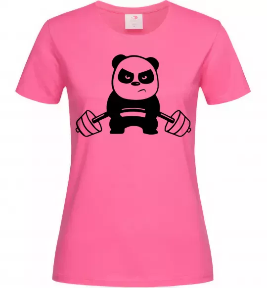 Жіноча футболка Strong panda Яскраво-рожевий фото