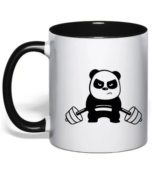 Чашка с цветной ручкой Strong panda Черный фото