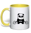 Чашка з кольоровою ручкою Strong panda Лимонний фото