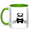 Чашка з кольоровою ручкою Strong panda Лаймовий фото