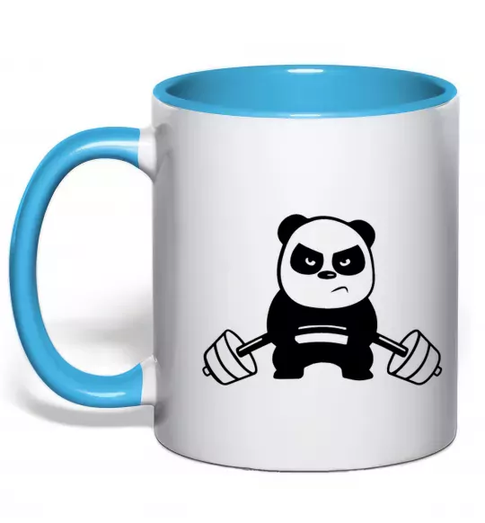 Чашка с цветной ручкой Strong panda Голубой фото