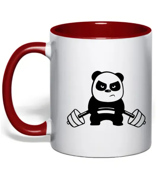 Чашка с цветной ручкой Strong panda Красный фото