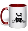 Чашка с цветной ручкой Strong panda Красный фото