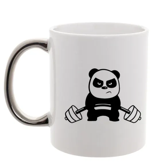 Чашка с цветной ручкой Strong panda Серебро фото