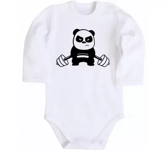 Детский боди Strong panda Белый фото