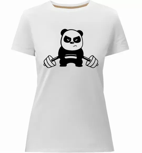 Жіноча преміум футболка Strong panda Білий фото